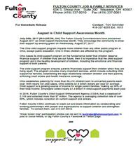 Snapshot of August is Child Support Awareness Month Press Release